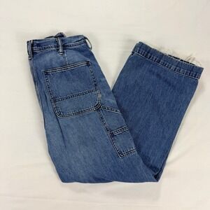 American Eagle Stovepipe Carpenter Jeans Blue Denim Utility Workwear Size 27